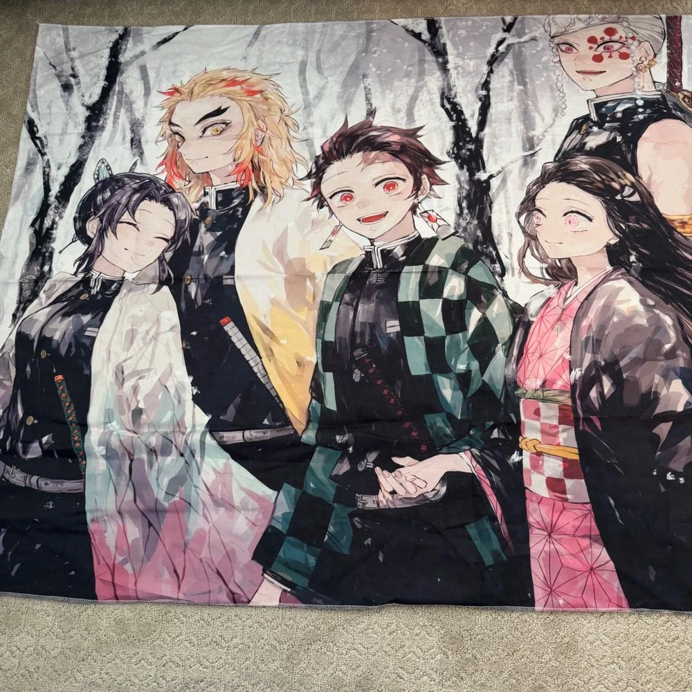 Demon Slayer Tapestry Tanjiro Nezuko‎ Zenitsu Inosuke Fabric Wall Poster Anime